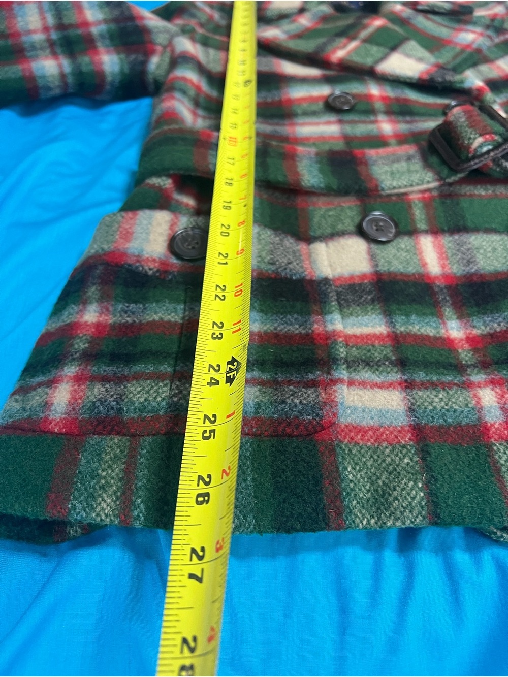 Polo Ralph Lauren Wool Tartan Plaid Belted Peacoat Jacket 4 - Picture 7 of 10
